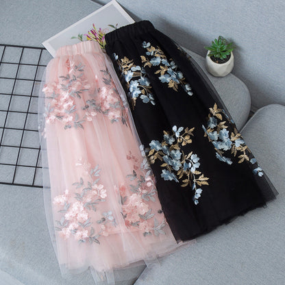 Girls Casual Mesh Floral Tutu Skirt