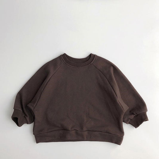 Children's Solid Color Loose Round Neck Sweater