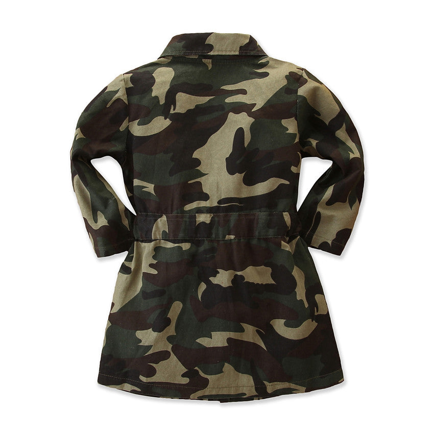 Children's Long Sleeve Nipped Waist Mid Length Camouflage Top