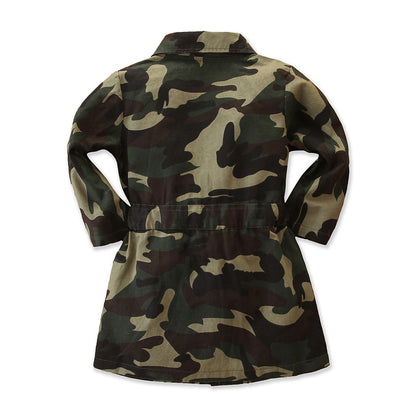 Children's Long Sleeve Nipped Waist Mid Length Camouflage Top