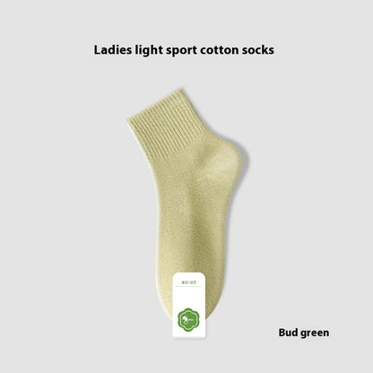 Summer Thin Women's Pure Cotton Deodorant Sweat Absorbing Sports Anti-Pilling Boneless Tube Socks