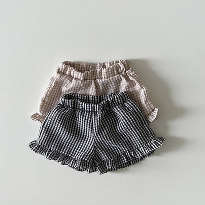 Fashion Personality Girl Baby Plaid Clothes Suit