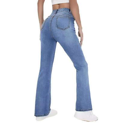 Women's High Waist Straight Slim Fit All-match Stretch Jeans