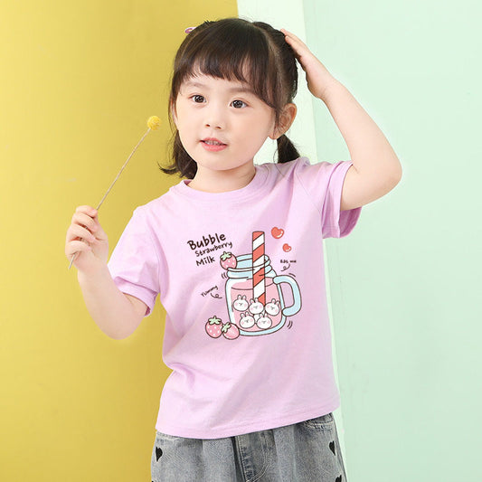 Boys And Girls Fashion Cute Print T-shirt