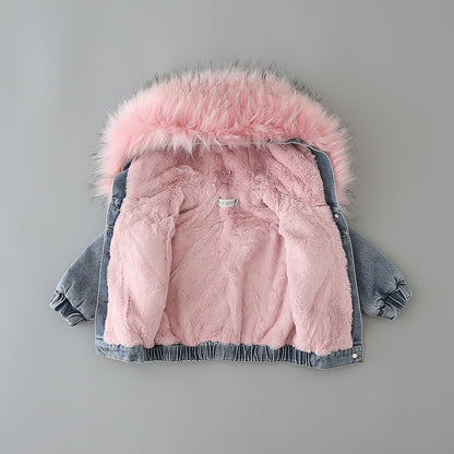 Winter plus girls denim jacket