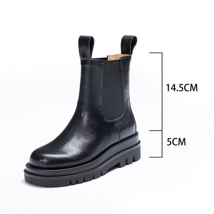 Women's Thick Bottom Long Leather Smoking Boots