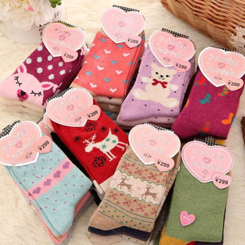 Women's Rabbit Wool Blended Thickened Autumn And Winter Warm Socks