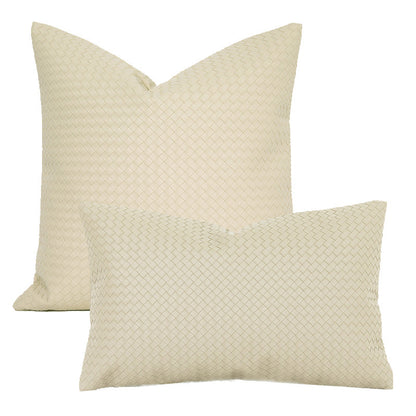 Woven Textured PU Leather Throw Pillow Cover