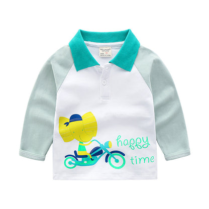 Boys autumn long-sleeved T-shirt children's POLO shirt