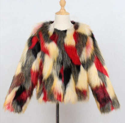 Popular fashion faux fur children's jacket