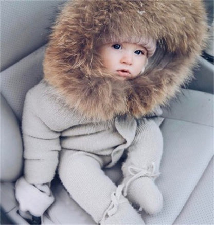 Warm hooded romper