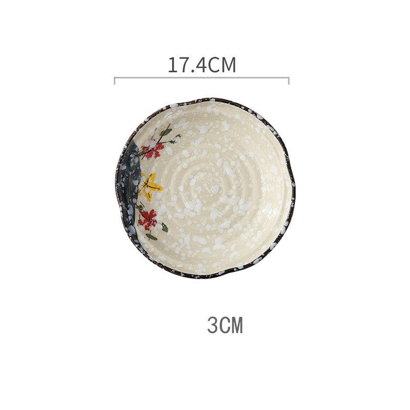 Japanese-style Underglaze Hand-painted Ceramic Plate Tableware