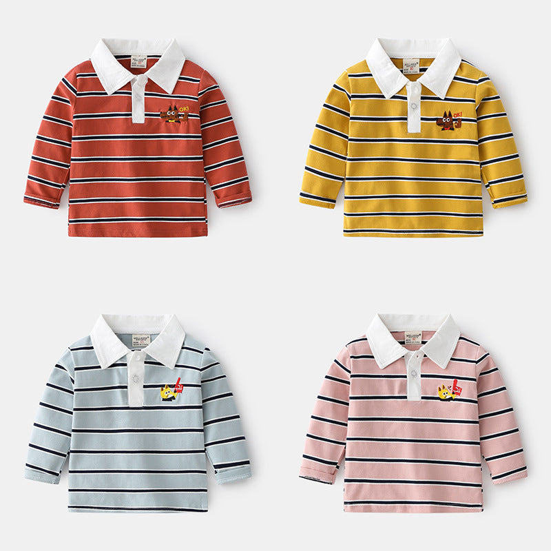 Boys Long Sleeve POLO Shirt No Hooded Long Sleeve Shirt Children's T-shirt