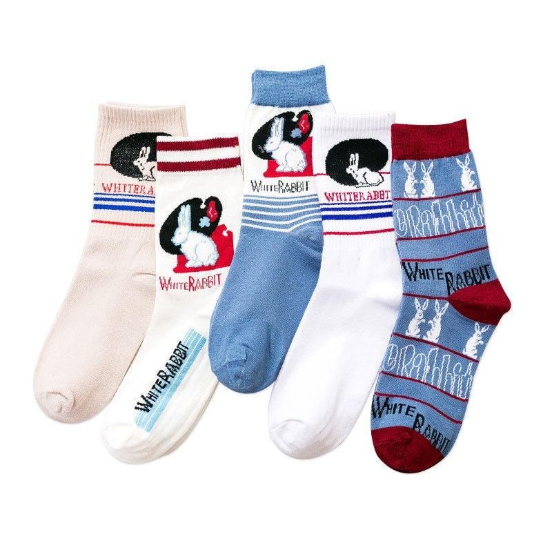 Socks Trendy Tube White Rabbit High-top Cotton Socks