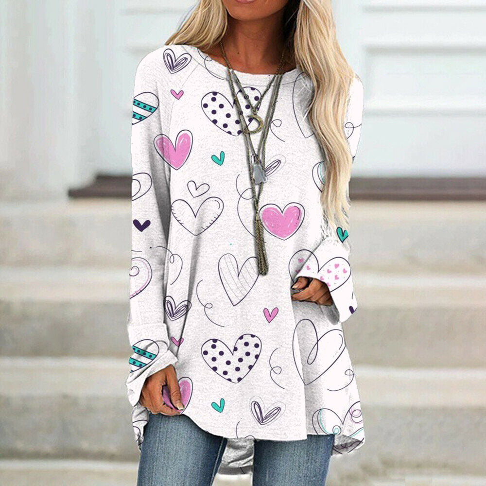 Valentine's Day Love Print Long Sleeve T-shirt For Women