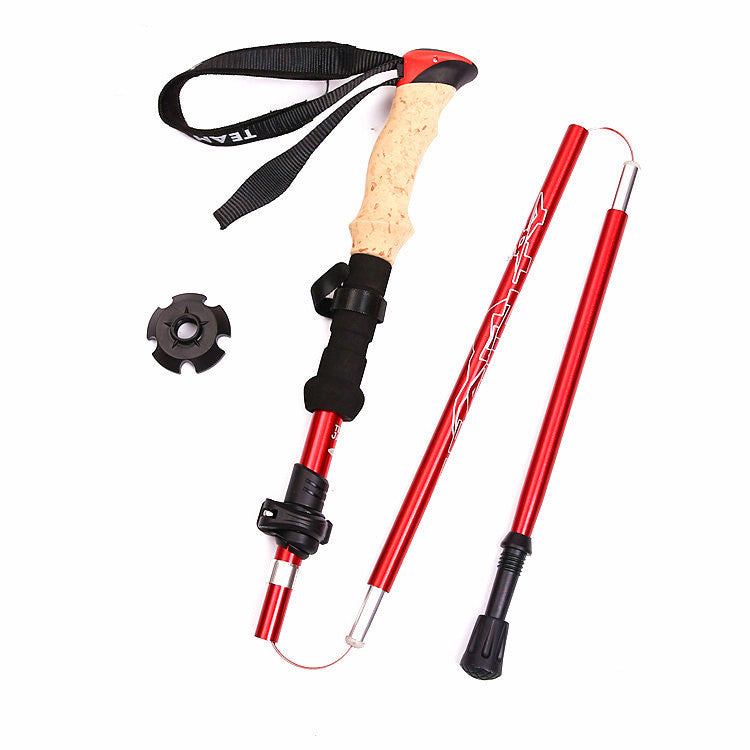 Five-section Telescopic Folding Trekking Pole EVA Straight Handle Is Lightweight