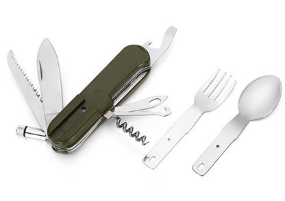 Lighted outdoor tableware Sambo Stainless steel knife Fork Spoon camping picnic combination tableware