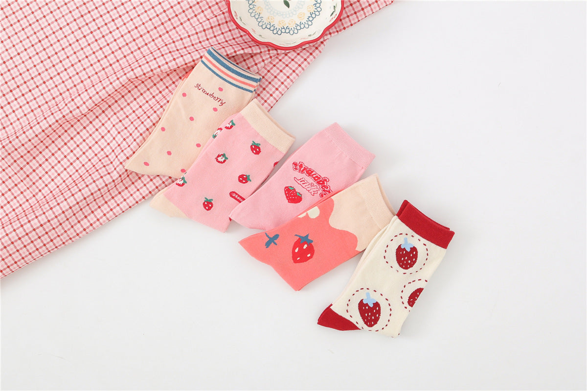 Women's Cotton Breathable Sports Strawberry Socks