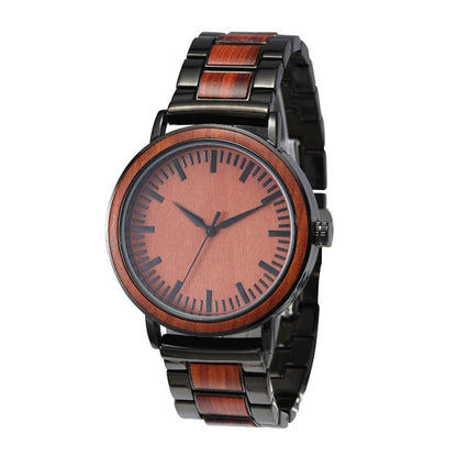 Waterproof Steel Chamber Wood Business Quartz Watch