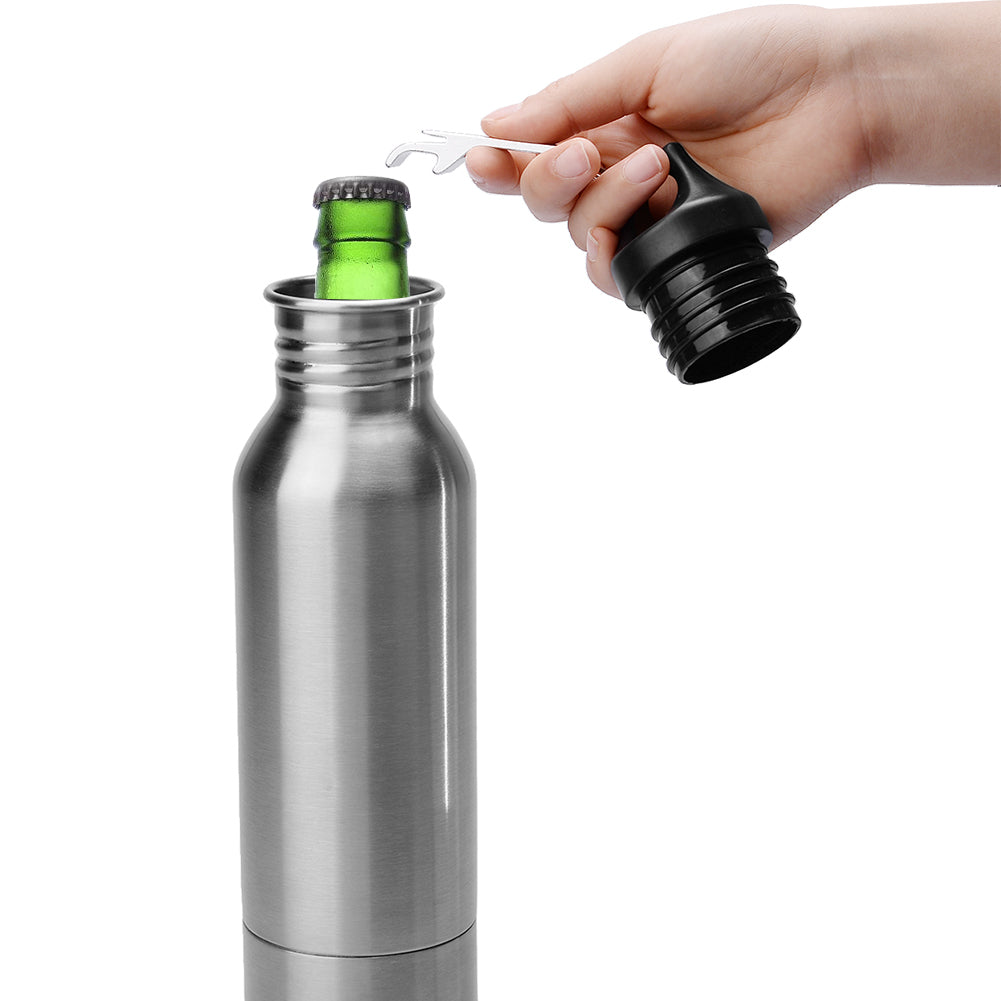 Stainless Steel Beer Thermal Insulator with Beer Bottle Opener and a Bottle Sleeve