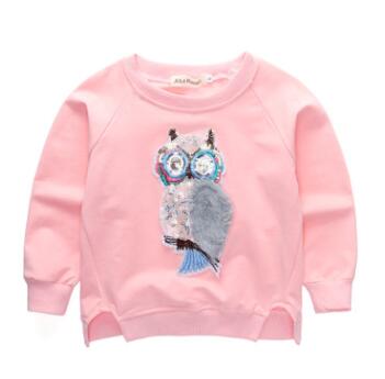 Dreamdoll 2021 new spring clothes baby long-sleeved t-shirt cartoon three-dimensional owl sequins Animal skins fashion design brand