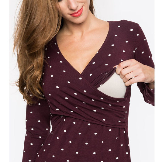 Deep V-neck print long sleeves