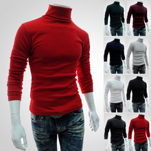 New Style Men's Solid Color t-Shirt Men's High Collar Long Sleeve Autumn And Winter Bottoming Sweater Korean Pullover