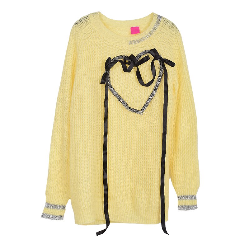 Autumn New Knitted Round Neck Plus Fat Commuter Solid Color Lantern Sleeve Sweater Female