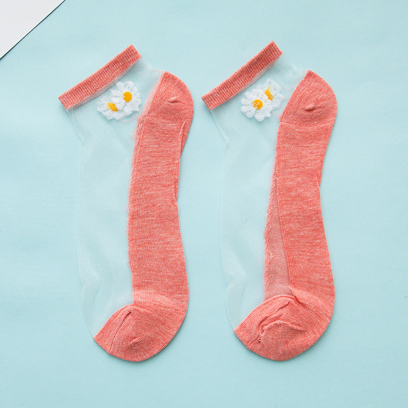 Women's Low-cut Liners Transparent Spun Glass Thin Socks