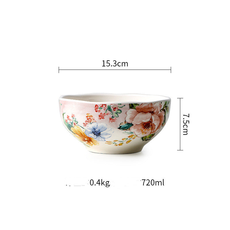 French Underglaze Ceramic Dinner Plate Dim Sum Tray