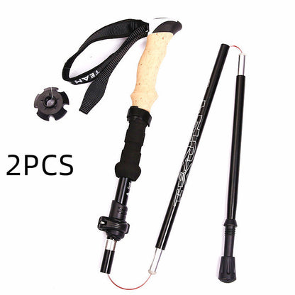 Five-section Telescopic Folding Trekking Pole EVA Straight Handle Is Lightweight