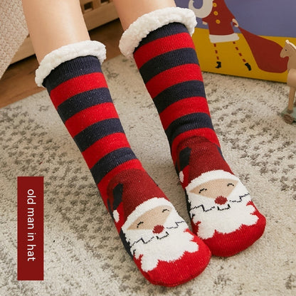 Winter Warm Non-slip Mid-calf Home Fleece-lined Thickened Room Socks Coral Fleece Sleeping