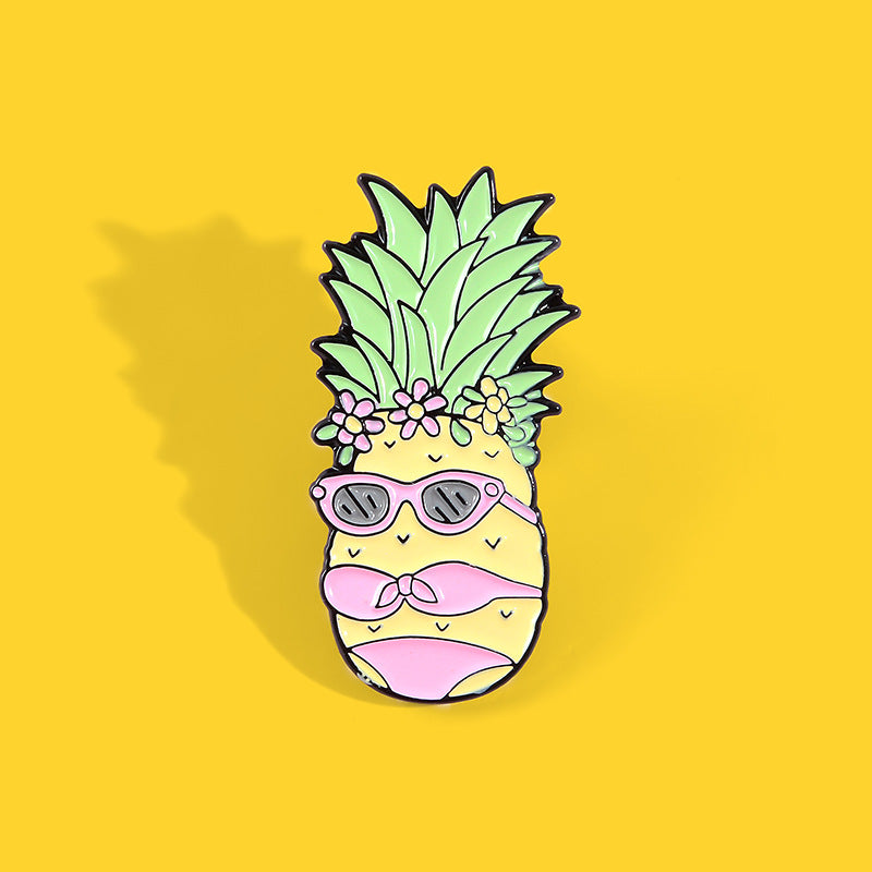 Creative Pineapple Bikini Shaped Alloy Brooch