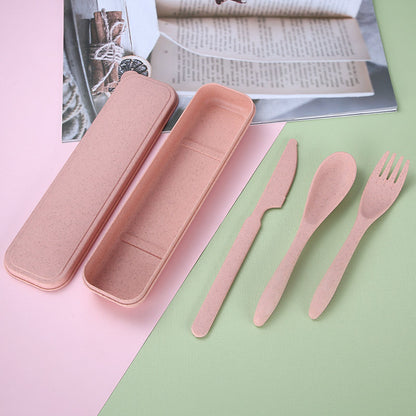 Wheat Straw Portable Cutlery Box Set