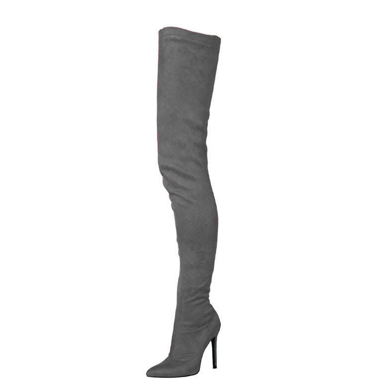 Stretch Suede Pointed Toe  Over-the-knee Boots For Women