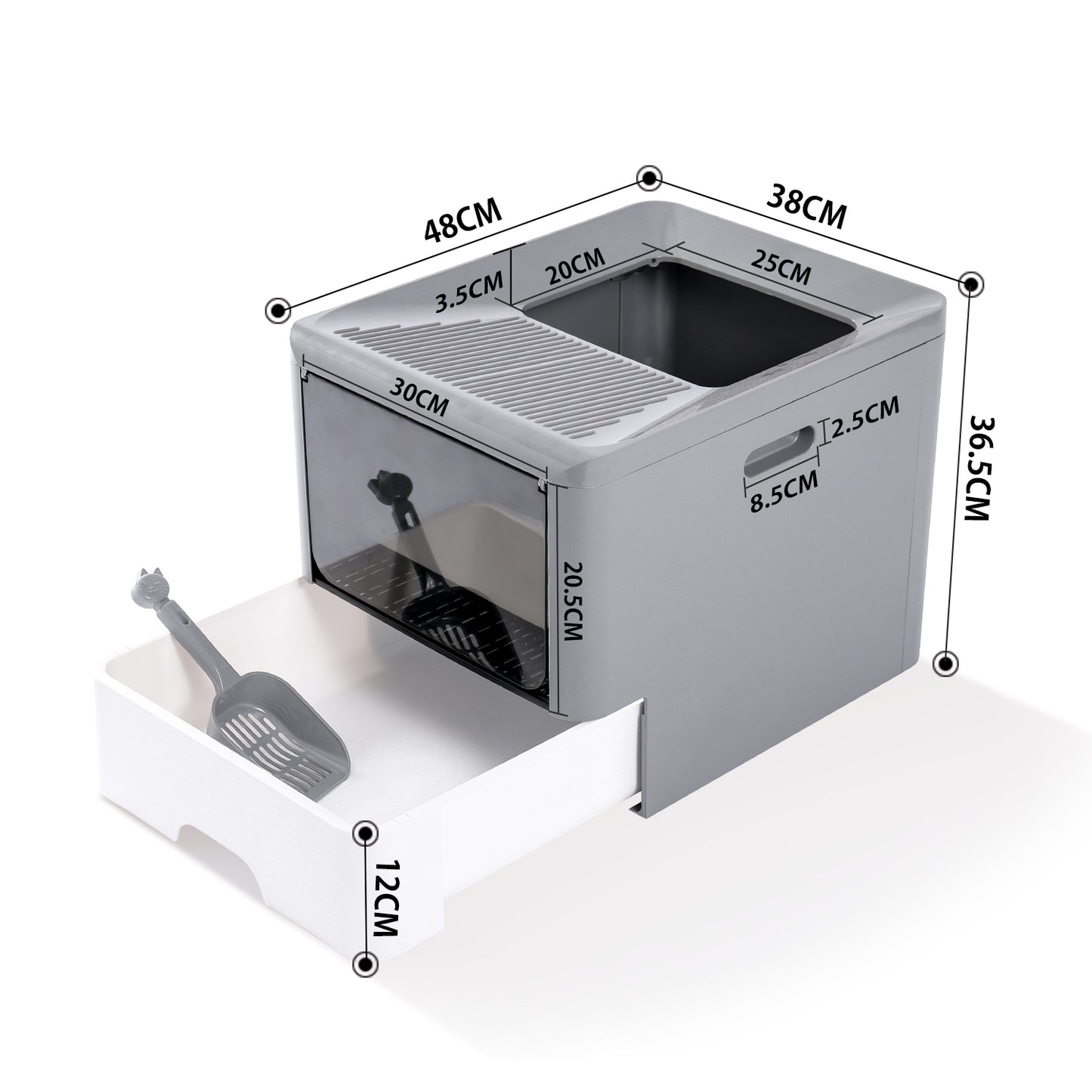 Large Drawer Type Fully Enclosed Cat Litter Basin