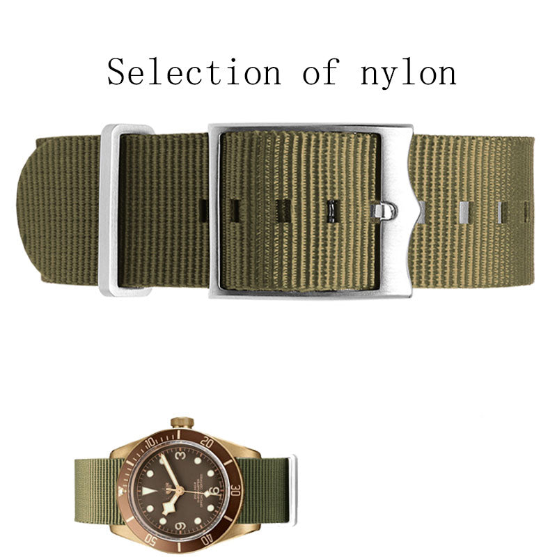 Nylon Strap Inspired by Biwan Little Red Flower Little Black Shield Bronze Series 22mm Men