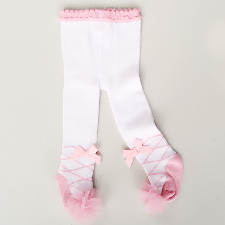 Children Dance Panty-hose Baby With Panty-hose Lace Bow