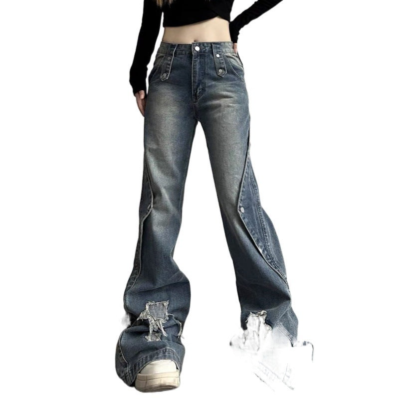 Slightly Flared Jeans Women's Street Slim Fit