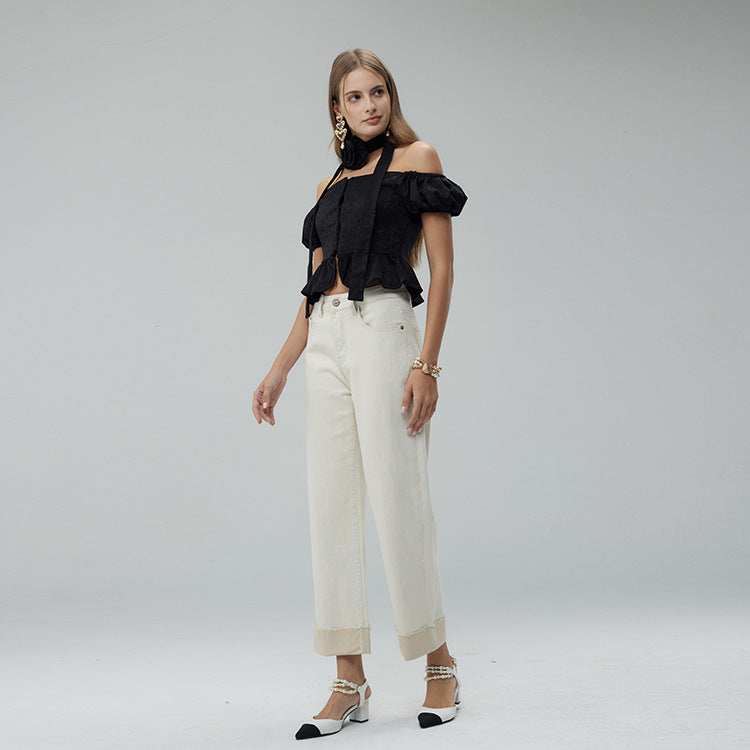 Women's Fashion Cropped Wide-leg Pants