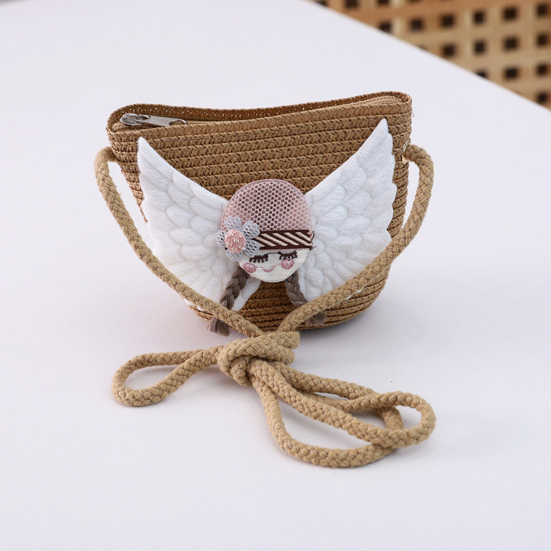 Children's straw hat bag set