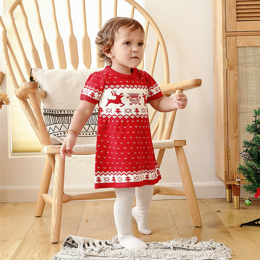 Baby Girls Sweater Christmas Elk Print