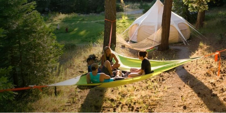 Multi-Person Hammock Three Point Design Portable Hammock Multi-functional Triangle Aerial Mat