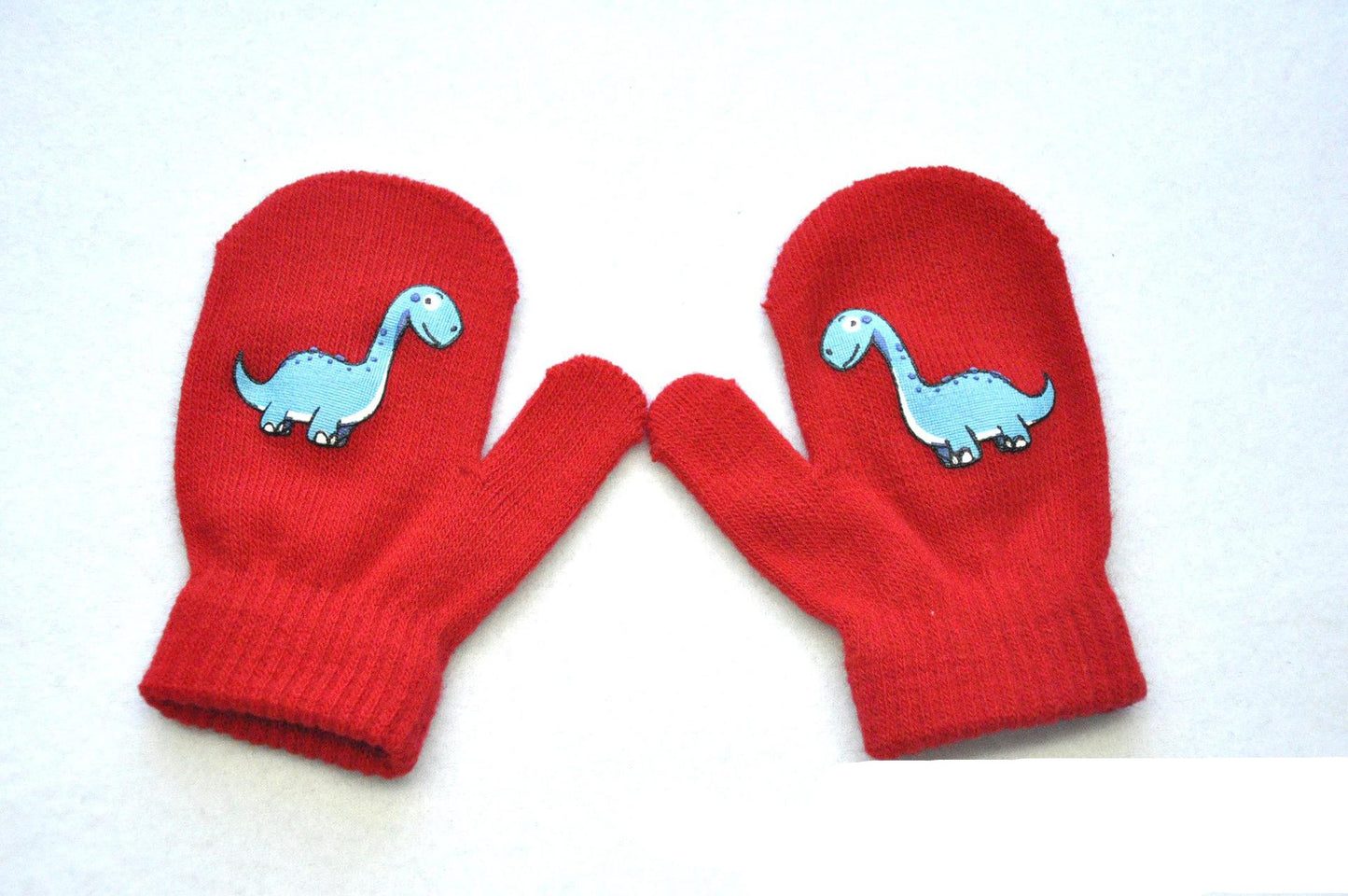 Little dinosaur pattern knitted gloves