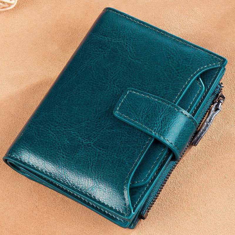 Women's leather card holder with leather buckle