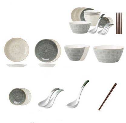 Dishes Set Nordic Phnom Penh Light Luxury Ceramic Tableware Household Modern Simple Tableware Chopsticks Big Soup Bowl Combination