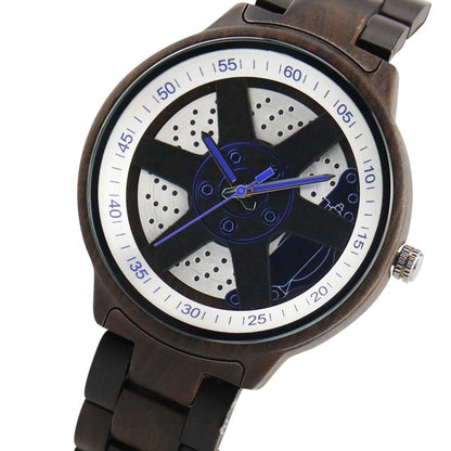 Leisure adult wood, wood and quartz watch