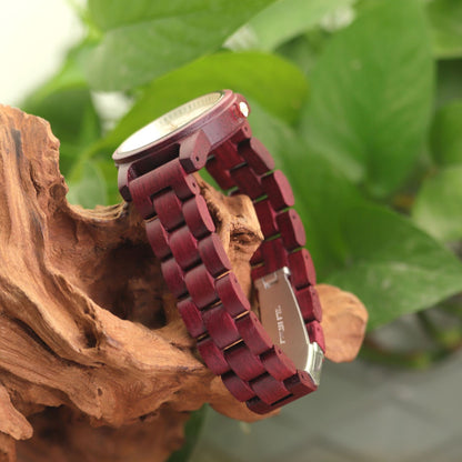 Ladies New Wooden Watch, Shell Face Casual Wooden Quartz Watch, Violet Wood Watch