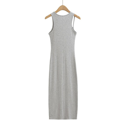 Women Kims Style Cut Out Soft Lounge Scoop Neck Maxi Tank Sleeveless Bodycorn  Dress