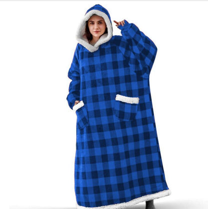 Super Long Flannel Blanket with Sleeves Winter Hoodies Sweatshirt Women Men Pullover Fleece Giant TV Blanket